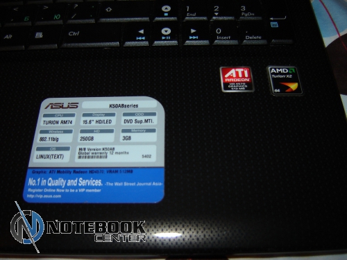    Asus K50AB (RM74 2200x2/15.6/3GB/250GB/ATI Radeon HD 4570 512mb)